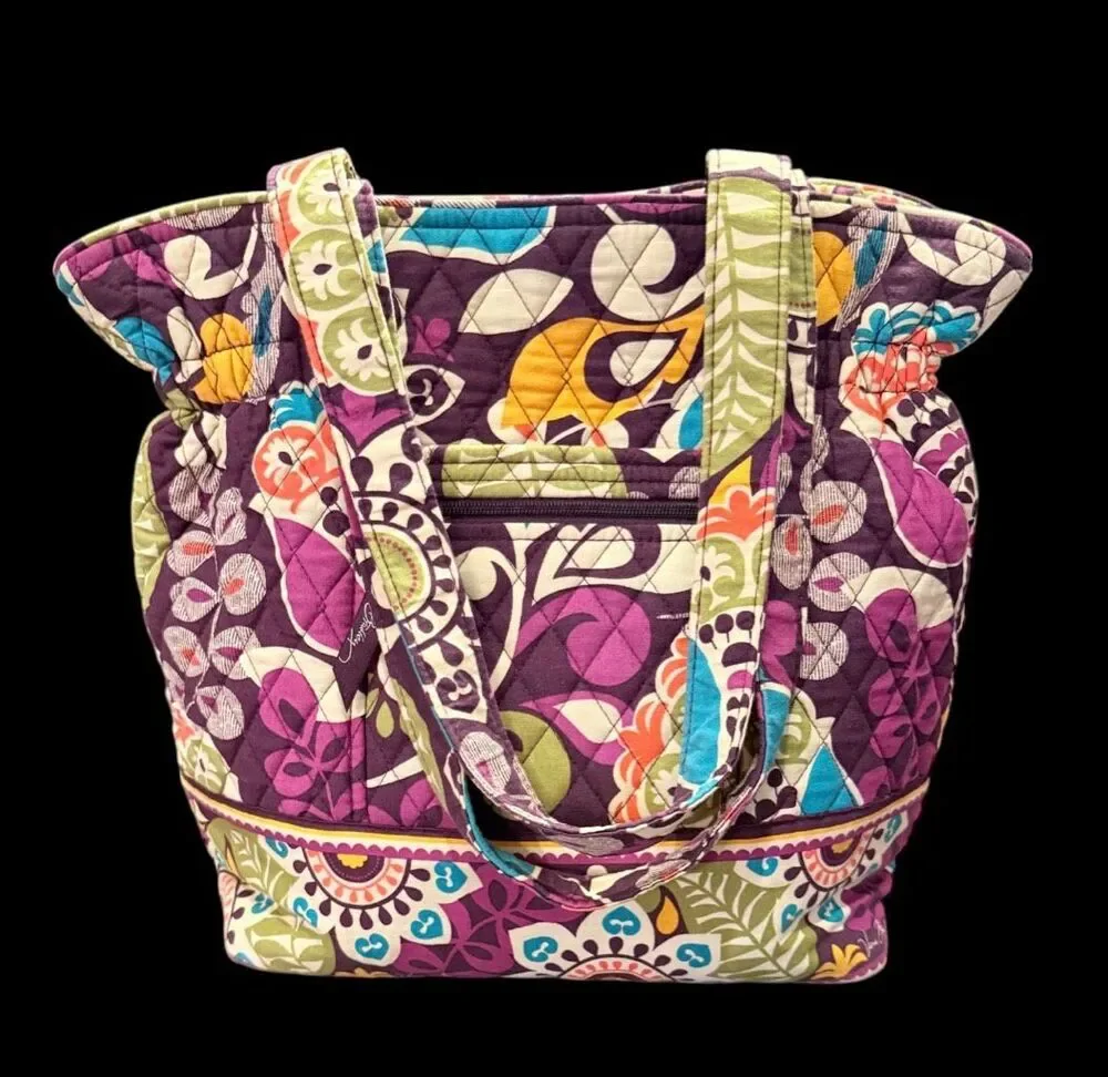 Vera Bradley Plum Crazy Glenna Shoulder Bag Quilted Retired Boho